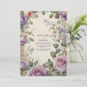 Invitation Vintage violet Rose Mariage Floral (Debout devant)