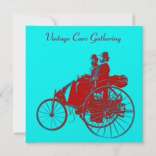 Invitation ViNTAGE VOITURES RASSEMBLANT rouge bleu turquase g