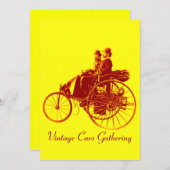 Invitation ViNTAGE VOITURES RASSEMBLEMENT, jaune brun (Devant / Derrière)