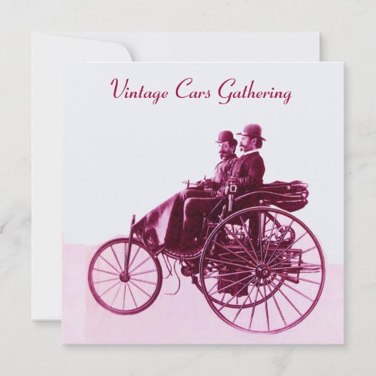Invitation ViNTAGE VOITURES RASSEMBLEMENT, or violet rouge (Devant)