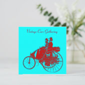Invitation ViNTAGE VOITURES RASSEMBLEMENT, turquase bleu roug (Debout devant)
