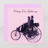 Invitation ViNTAGE VOITURES RASSEMBLER, rose violet (Devant / Derrière)