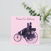 Invitation ViNTAGE VOITURES RASSEMBLER, rose violet (Debout devant)