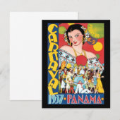 Invitation Vintage voyage 1937 Panama Carnival Party Femme (Devant / Derrière)