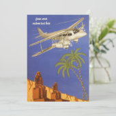 Invitation Vintage voyage au Caire, Égypte, Biplane Avion (Debout devant)