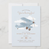 Invitation Vintage voyage Avion Boy Anniversaire (Devant)