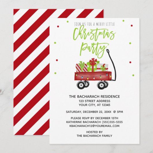 Invitation Vintage Wagon Farmhouse Noël Fête (Devant / Derrière)