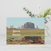 Invitation Vintage Wagon Monument Valley Photo Anniversaire (Debout devant)