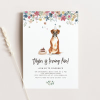 Vintage Watercolor Boxer Chien fête d'anniversaire