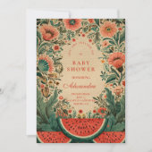 Invitation Vintage Watermelon Garden Botanical Baby Shower (Devant)