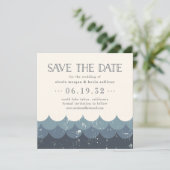 Invitation Vintage Waves Lakeside Wedding Enregistrer la date (Debout devant)