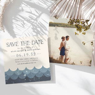 Invitation Vintage Waves Lakeside Wedding Enregistrer la date