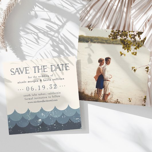 Invitation Vintage Waves Lakeside Wedding Enregistrer la date