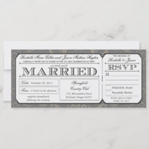 Invitation Vintage Wedding Ticket avec la collection RSVP III