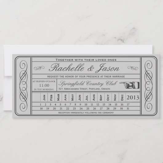 Invitation Vintage Wedding Ticket II Punchout (Devant)
