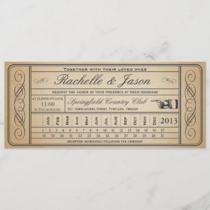 Invitation Vintage Wedding Ticket II Punchout
