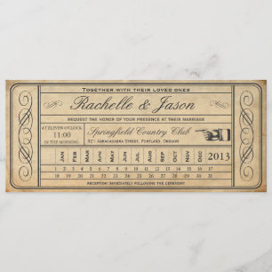 Invitation Vintage Wedding Ticket II Punchout