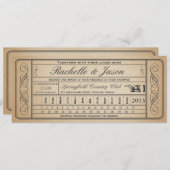 Invitation Vintage Wedding Ticket II Punchout Custom 1 (Devant / Derrière)