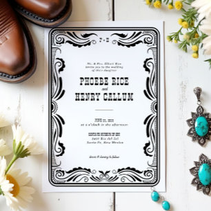 Invitation Vintage Western Cowboy Mariage campagnard rustique
