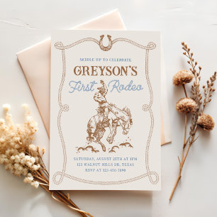 Invitation Vintage Western Cowboy Premier Rodéo 1er Anniversa
