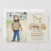 Invitation Vintage Western Cowboy Premier Rodéo Photo Anniver (Devant)