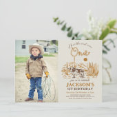 Invitation Vintage Western Cowboy Premier Rodéo Photo Anniver (Debout devant)