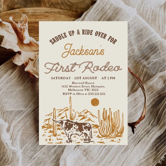 Invitation Vintage Western Premier Rodéo 1er Anniversaire