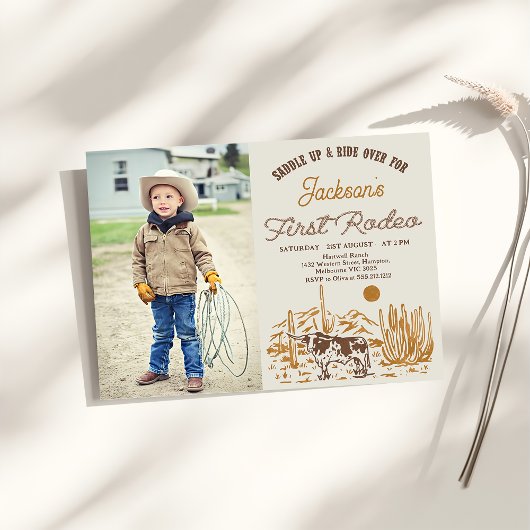 Invitation Vintage Western Premier Rodéo 1er Anniversaire Pho
