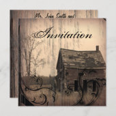 Invitation vintage Western Rustic Mariage campagna (Devant / Derrière)