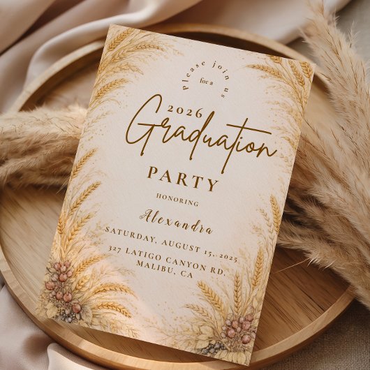 Invitation Vintage Wheat Field Graduation Party