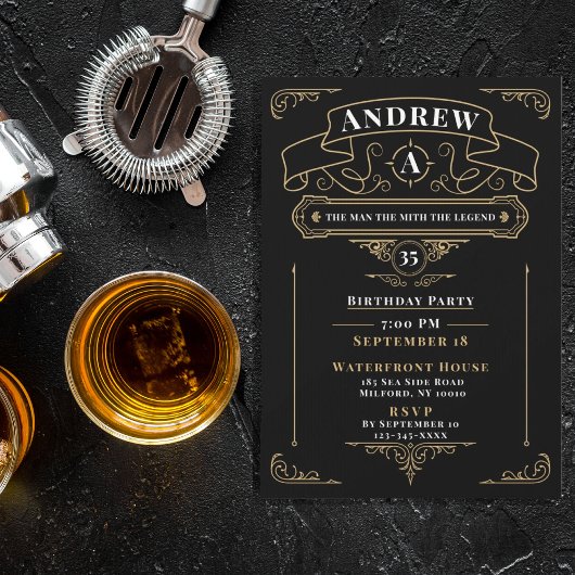 Invitation Vintage Whisky Black Anniversaire