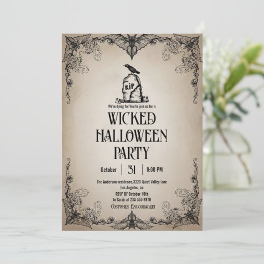 Invitation Vintage Wicked Bon Temps Halloween (Debout devant)