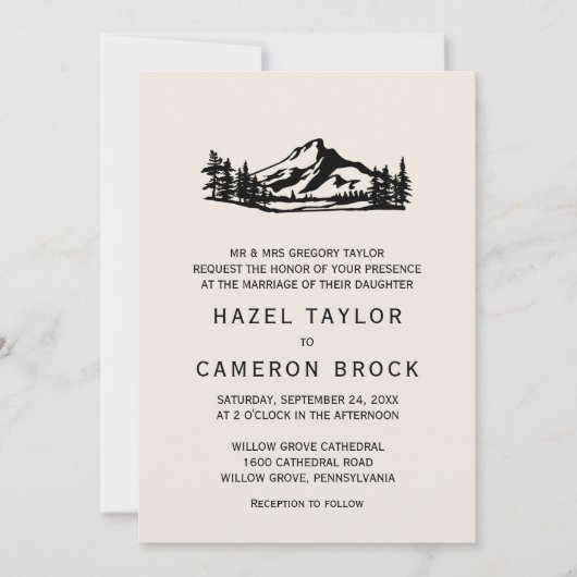 Invitation Vintage Wilderness Mariage officiel (Devant)