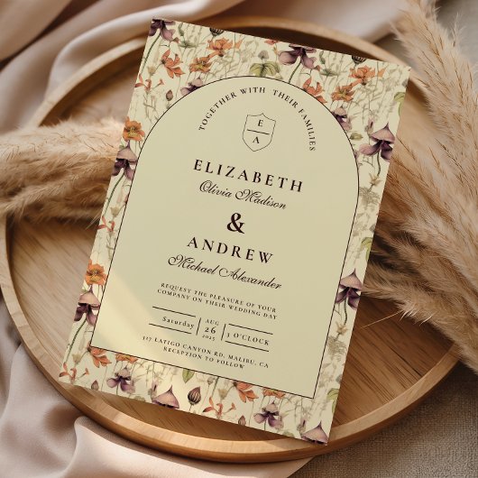 Invitation Vintage Wildflower Arch Elegant Wedding