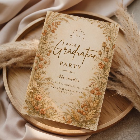 Invitation Vintage Wildflower Graduation Party