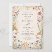 Invitation Vintage Wildflowers Wedding Rehearsal Dinner Invit (Devant)