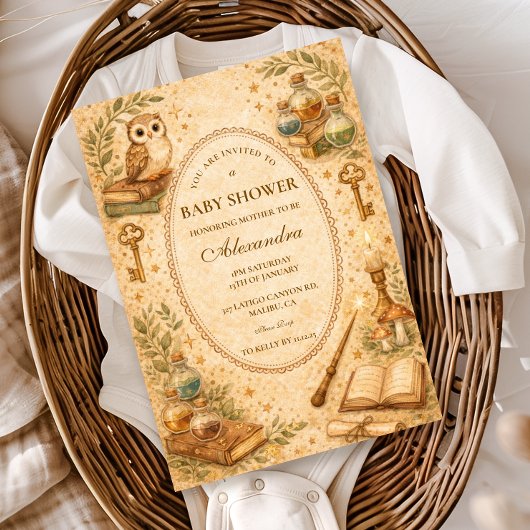 Invitation Vintage Wizard Magic Baby Shower