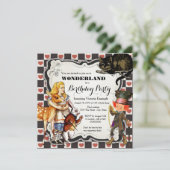 Invitation Vintage Wonderland fête d'anniversaire (Debout devant)