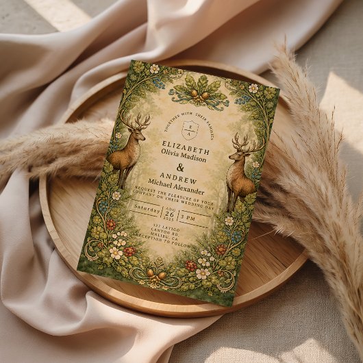 Invitation Vintage Woodland Deer Wedding