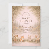 Invitation Vintage Woodland Forest Animals Baby Shower (Devant)