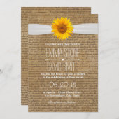 Invitation Vintages anciens scripts Sunflower Mariages Invita (Devant / Derrière)
