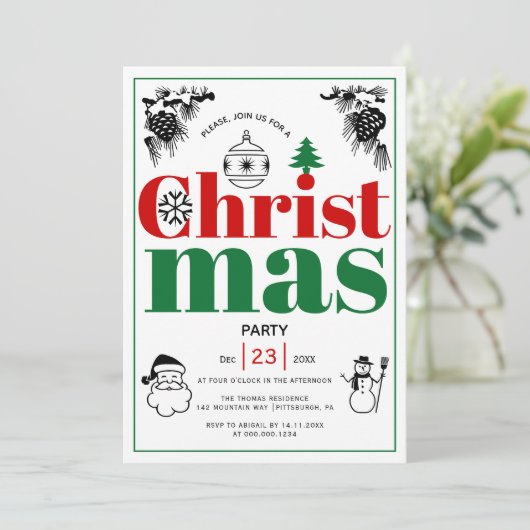 Invitation Vintages éléments fête de Noël (Debout devant)