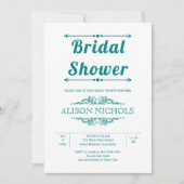 Invitation Vintages éléments turquoises typographie nuptiale (Devant)
