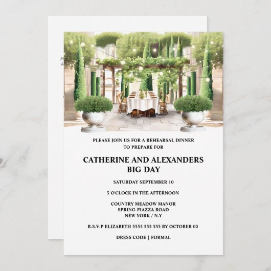 Invitation Vinyard fine repas d'été piazza topiaire peuplier (Devant / Derrière)