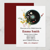 Invitation Vinyl Record, floral, Oldies Rustique, musique fém (Devant / Derrière)