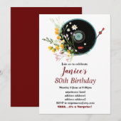 Invitation Vinyl Record, floral, Oldies Rustique, musique fém (Devant / Derrière)