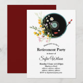 Invitation Vinyl Record, floral, Oldies Rustique, musique fém (Devant / Derrière)