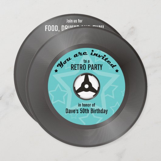 Invitation Vinyl Retro (Devant / Derrière)