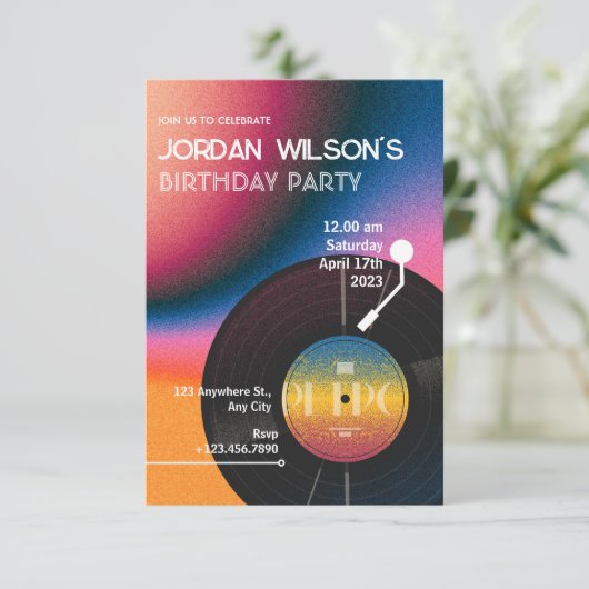 Invitation Vinyle coloré Rétro (Debout devant)