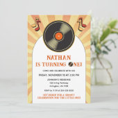 Invitation Vinyle rétro pour fête d'anniversaire des enfants, (Debout devant)